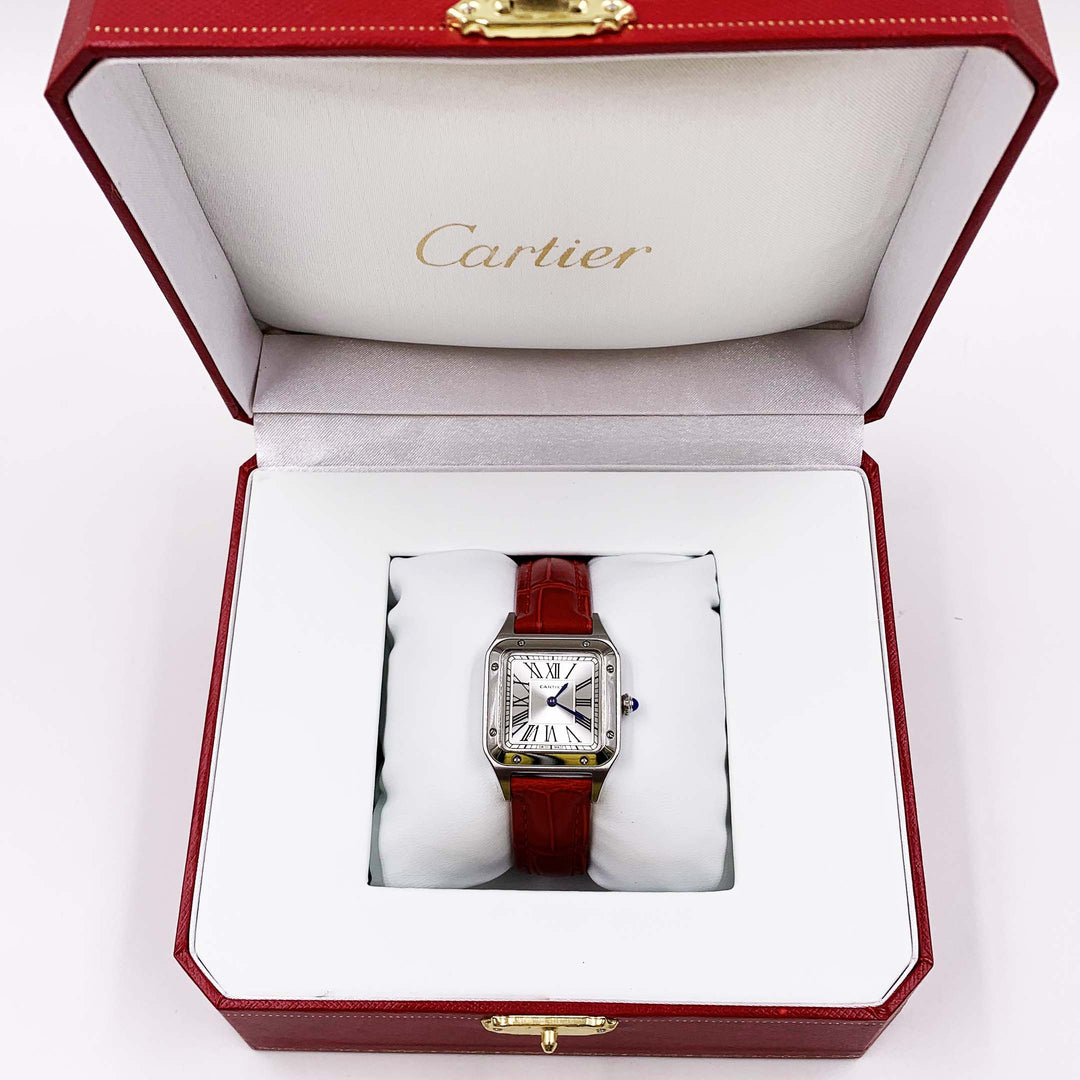 CARTIER SANTOS-DUMONT / Petit modèle bordeaux - Image 3