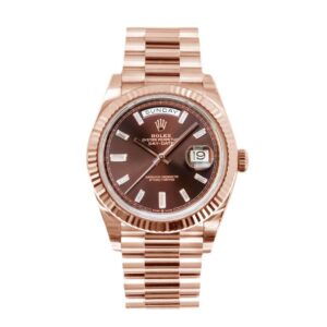Rolex Day-Date 40 Everose Gold Chocolate Baguette Dial