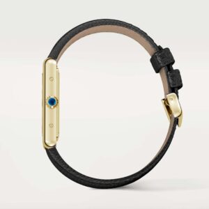 Catier Tank Cuir Noir cadran gold jaune